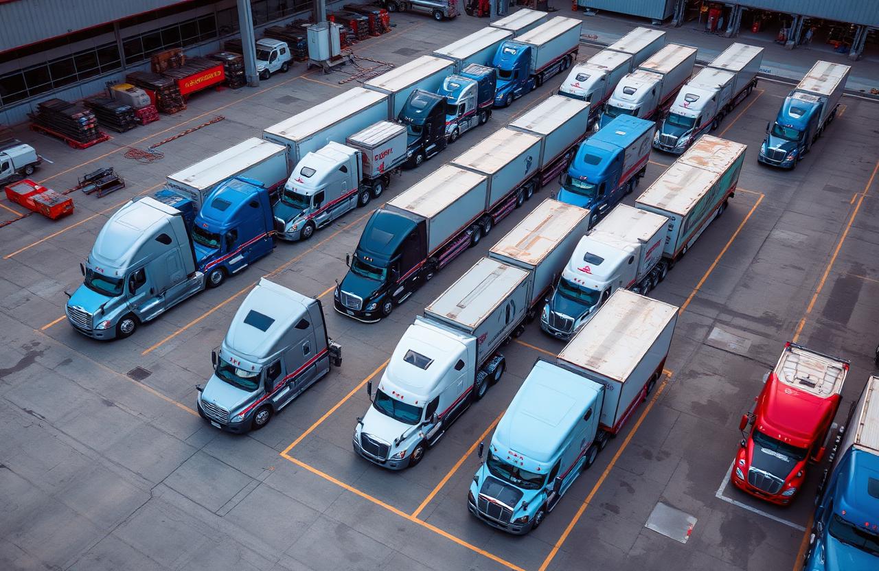 Fleet of American trucks
